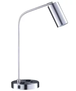 Brushed Nickel Iron Hotel Desk Lamp With USB Ports And outlets