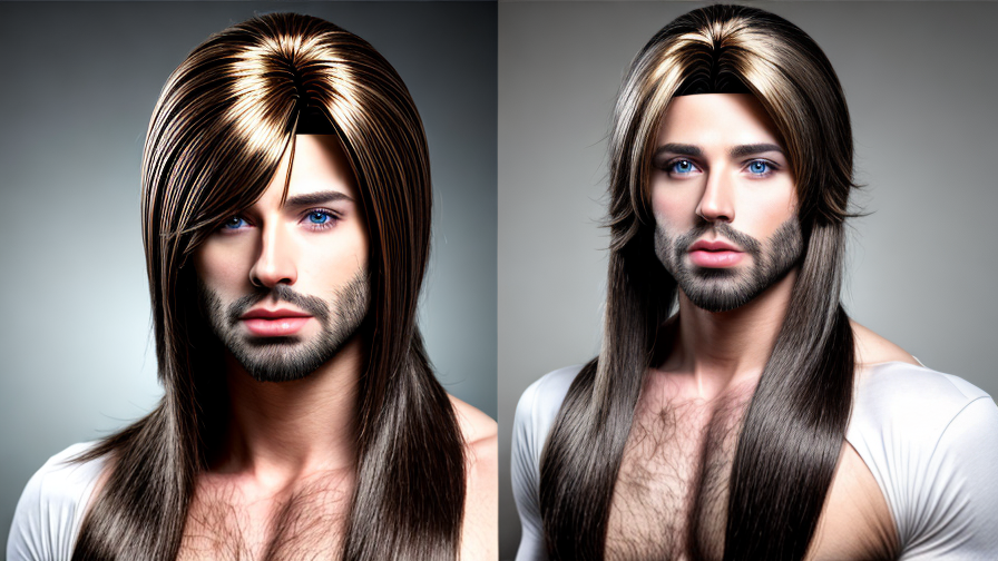 mens long hair wig