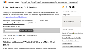 MAC Address Lookup - Identify Network Card Manufacturers