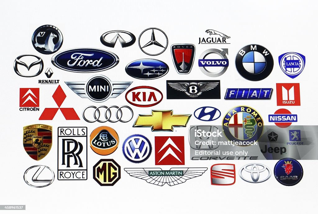 A stock image illustrating automobile manufacturer logos concepts