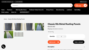 BarrierBoss - Classic Rib Metal Roofing Panels
