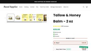 Based Supplies - Tallow & Honey Balm Moisturizer Cream