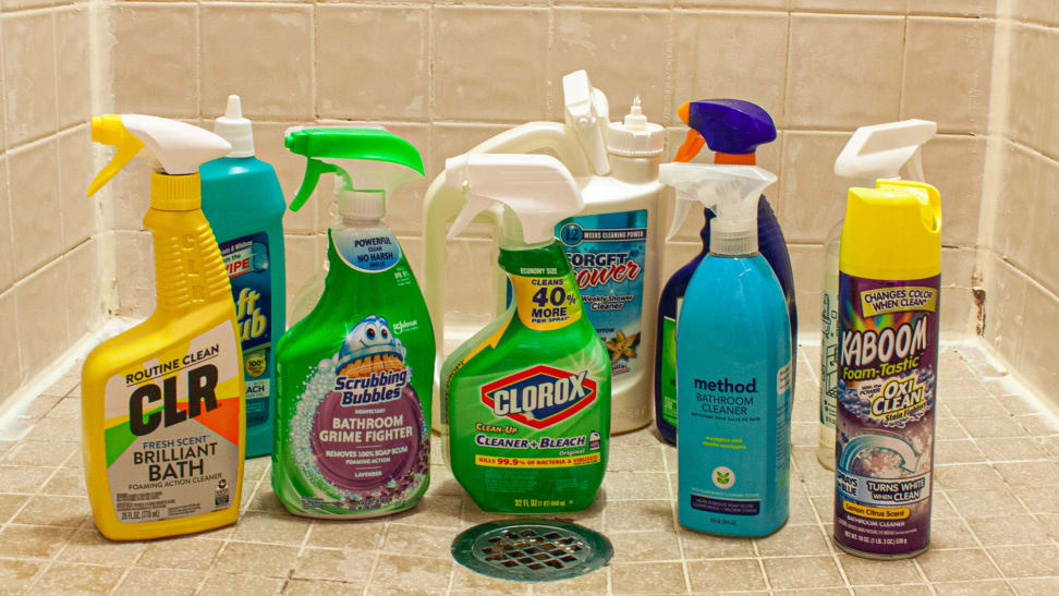 A stock image illustrating best cleaning supplies for bathroom concepts