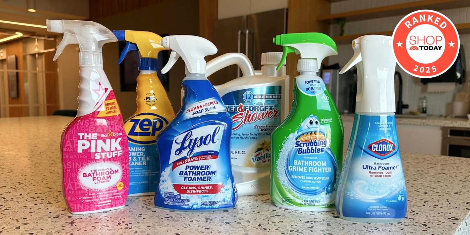 A stock image illustrating best cleaning supplies for bathroom concepts