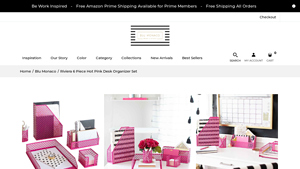 Blumonaco - Riviera Hot Pink Desk Organizer Set