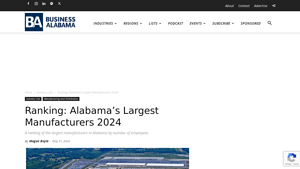Alabama's Largest Manufacturers - Employee Rankings