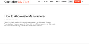 Manufacturer Abbreviations - Mfr & Mfrs