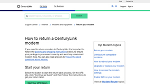 CenturyLink - Modem Return Instructions