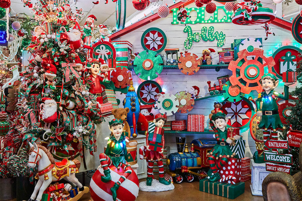 A stock image illustrating christmas decorations wholesale concepts