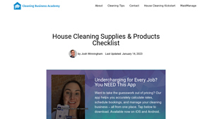 Cleaning Business Academy - House Cleaning Supplies Checklist