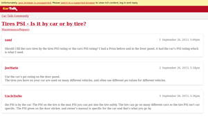 CarTalk - Tire PSI Guidelines