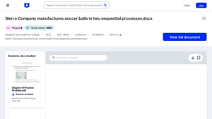 Sierra Company - Soccer Ball Manufacturing