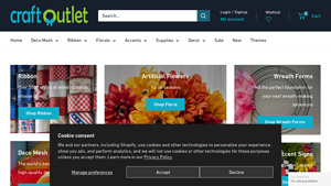 Craft Outlet - Velvet & Trim Stripe Poinsettia Stem