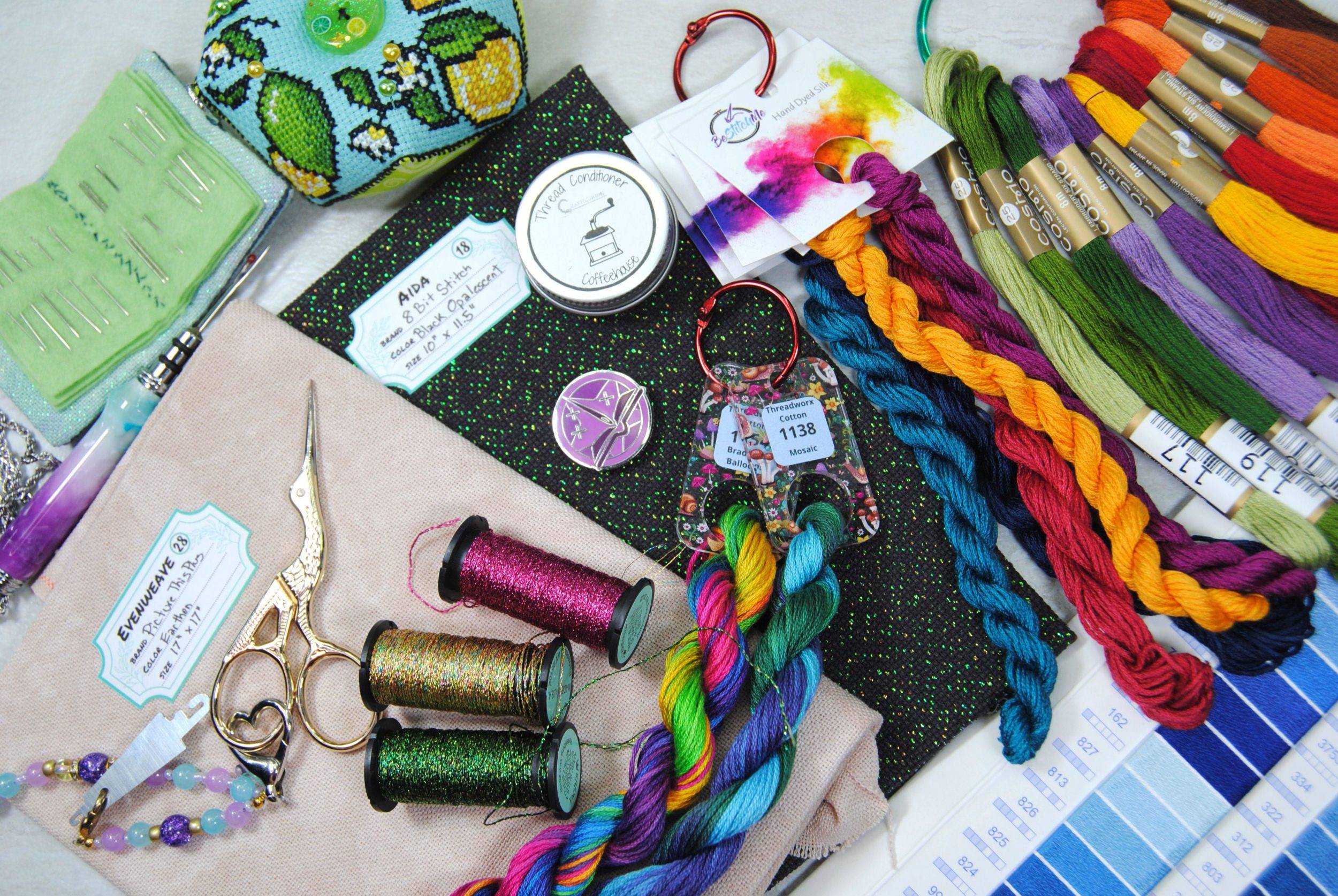 A stock image illustrating cross stitch supplies online concepts