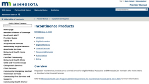 Minnesota DHS - Incontinence Products