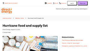 Direct Energy - Hurricane Food & Supply List