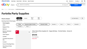 eBay - Fortnite Party Supplies