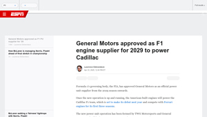 General Motors - Formula 1 Power Unit Supplier