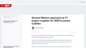 General Motors - F1 Power Unit Supplier