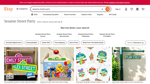 Etsy - Sesame Street Party Supplies