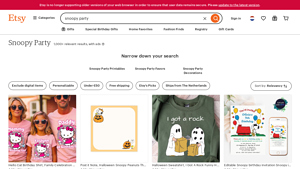 Etsy - Snoopy Party Items