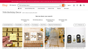 Etsy - 70th Birthday Decor