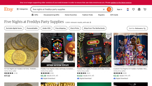 Etsy - Five Nights at Freddy's Party Supplies