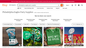 Etsy - Philadelphia Eagles Party Supplies