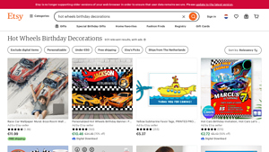 Etsy - Hot Wheels Birthday Decorations