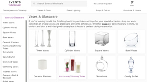 Events Wholesale - Vases & Glassware