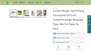 Fast Food Pak - Custom Logo Printing Greaseproof Shawarma Burger Wrapping Paper