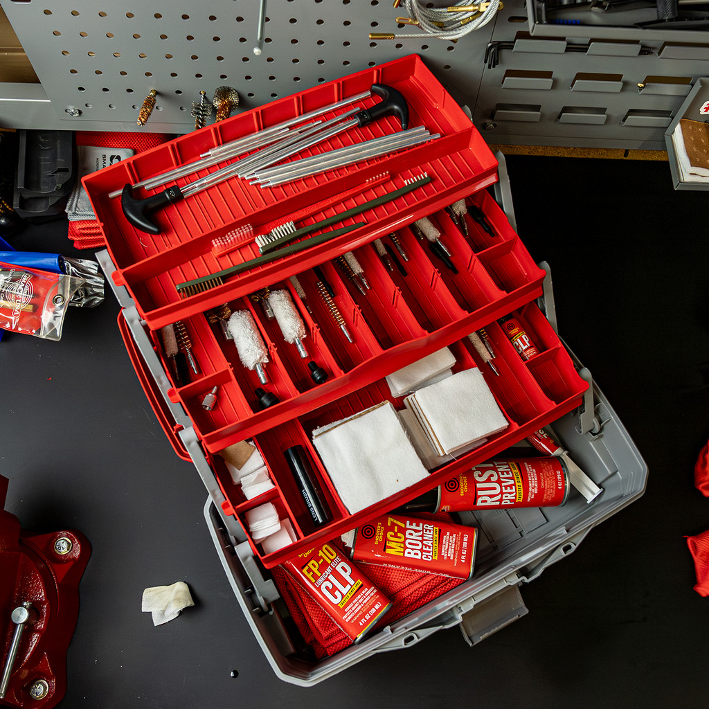 A stock image illustrating gun cleaning supplies concepts