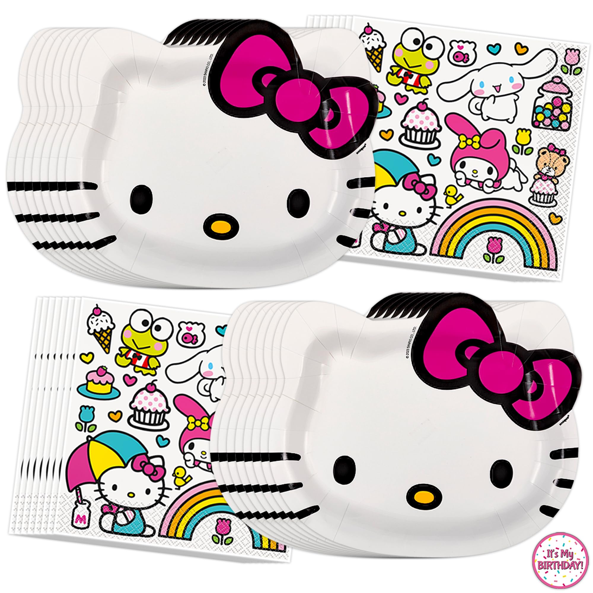 A stock image illustrating hello kitty birthday theme party supplies concepts