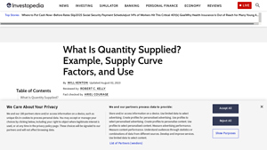 Investopedia - Quantity Supplied Explained