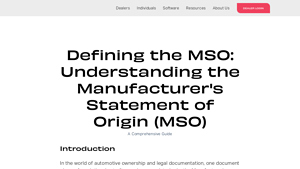 JG Title Co - Manufacturer's Statement of Origin (MSO)