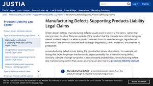 Justia - Manufacturing Defects