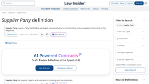 Law Insider - Supplier Party Definition