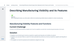 SAP - Manufacturing Visibility Features