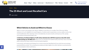 Lemon Car Lawyer - Most Recalled Cars