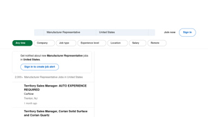 Manufacturer Representative - Job Opportunities