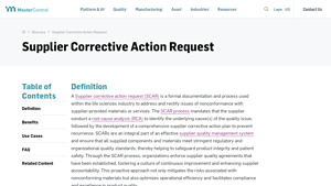 MasterControl - Supplier Corrective Action Request (SCAR)