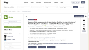 MDPI - Supplier Risk Assessment Tool