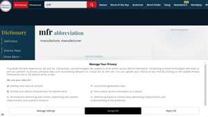 Merriam-Webster - MFR Abbreviation