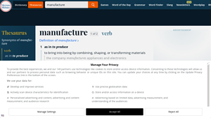 Merriam-Webster - Synonyms and Antonyms for Manufacture