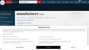 Merriam-Webster - Definition of Manufacturer