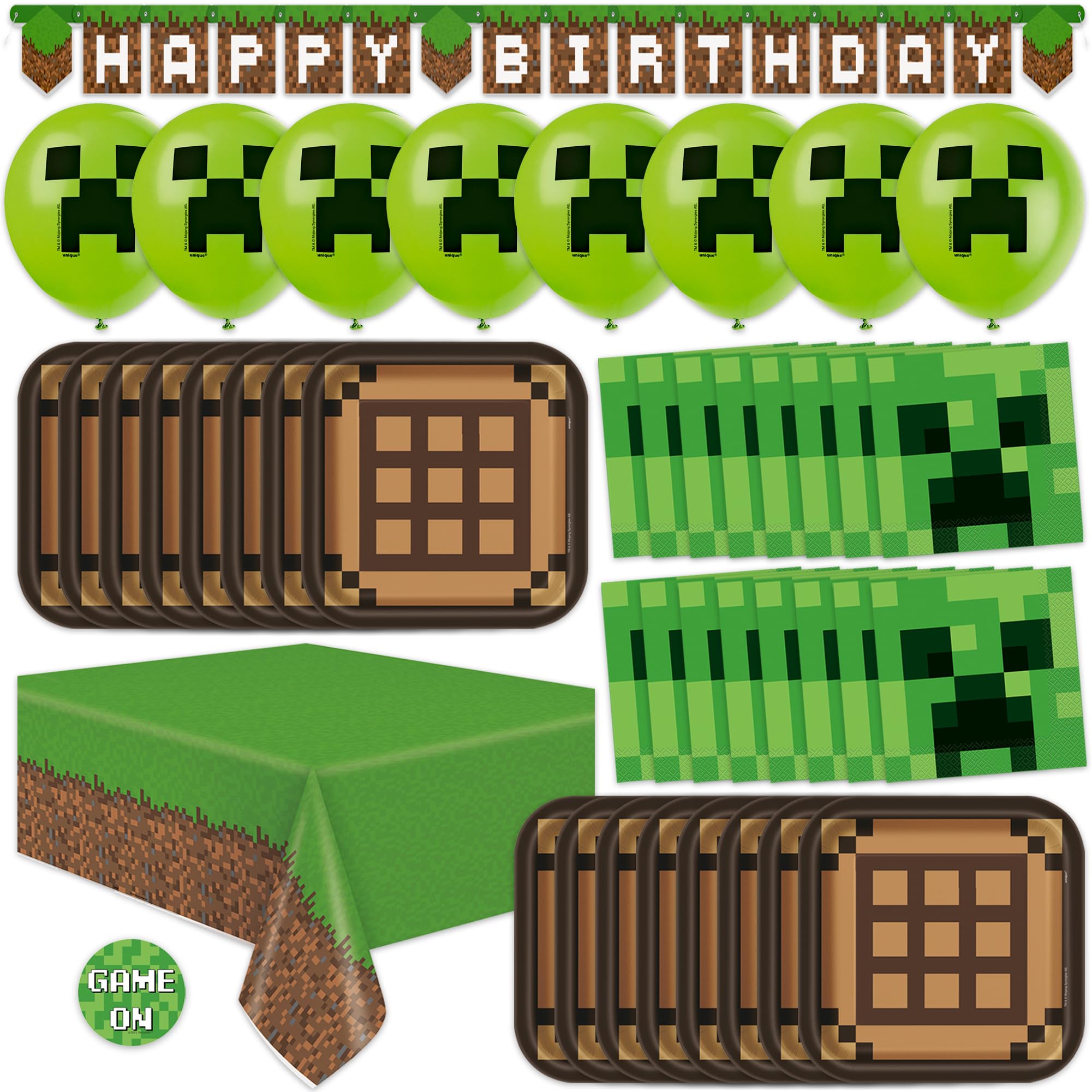 A stock image illustrating minecraft theme party supplies concepts