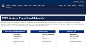 New York Yankees - 2025 Promotional Schedule