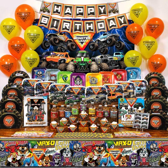 A stock image illustrating monster jam party supplies concepts