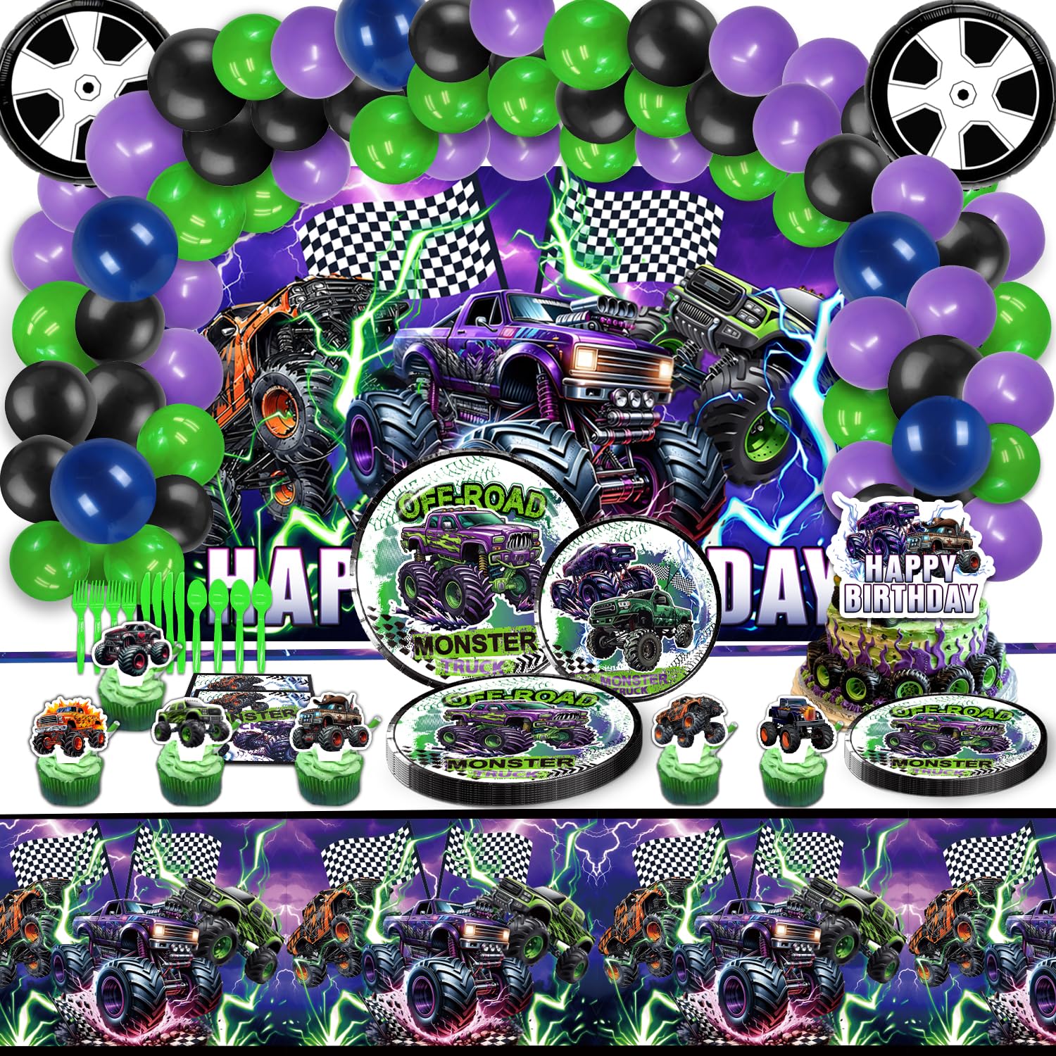 A stock image illustrating monster jam party supplies concepts