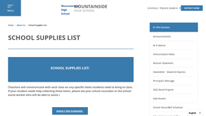 Mountainside - Essential School Supplies
